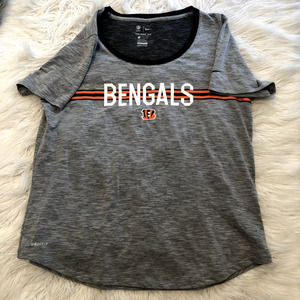 new nfl team apparel nike dri-fit cincinnati bengals rounded hem t-shirt large